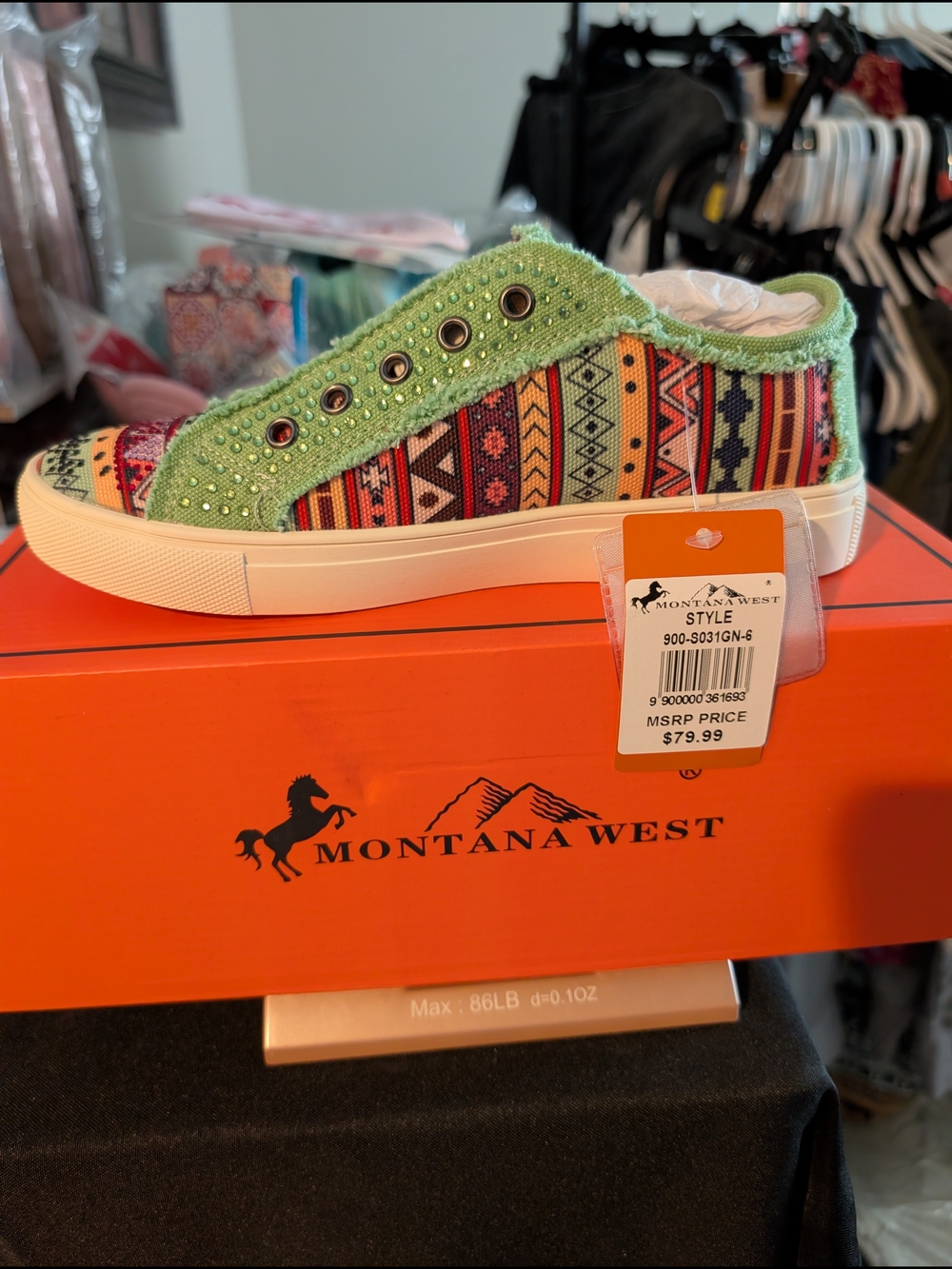 Montana West Green Aztec Slip-On Sneaker
